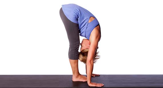 Standing forward bend yoga pose for kids